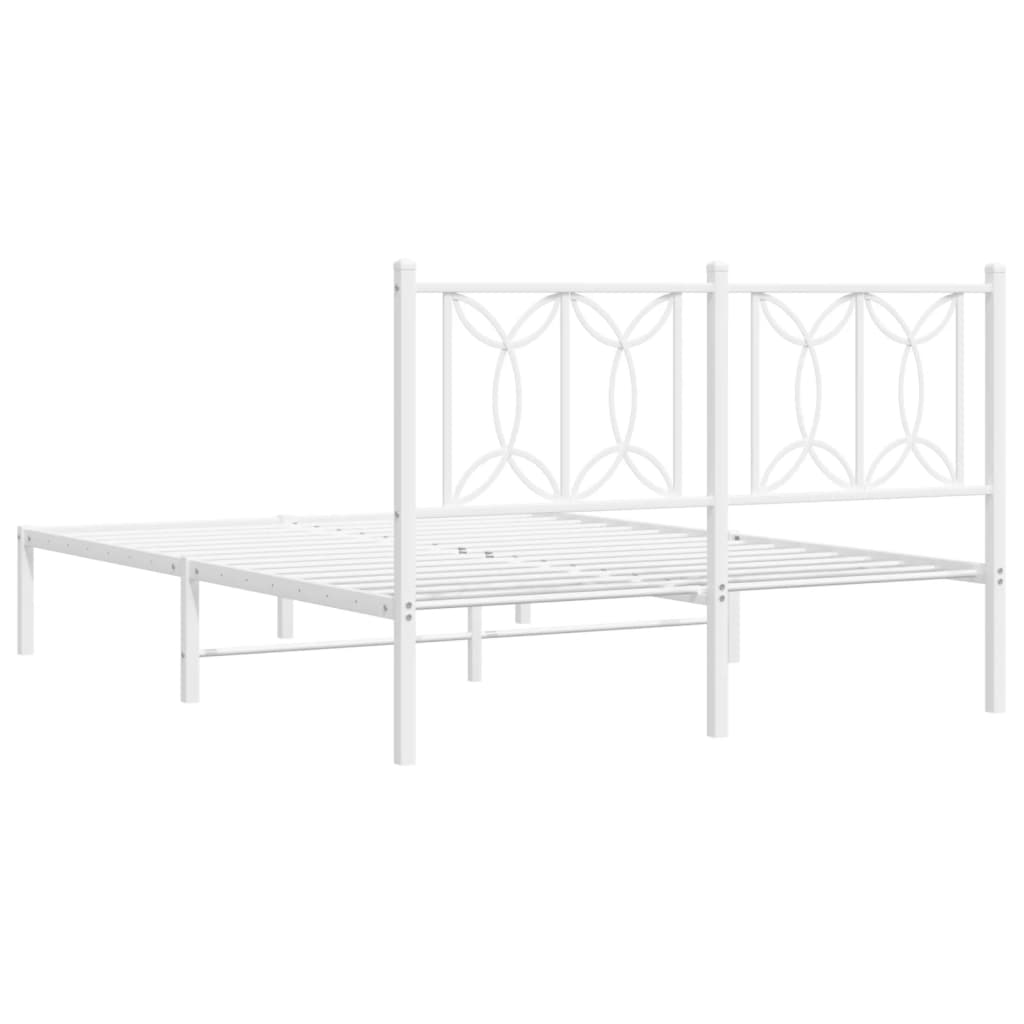 vidaXL Metalowa rama łóżka z wezgłowiem biała, 140x200 cm
