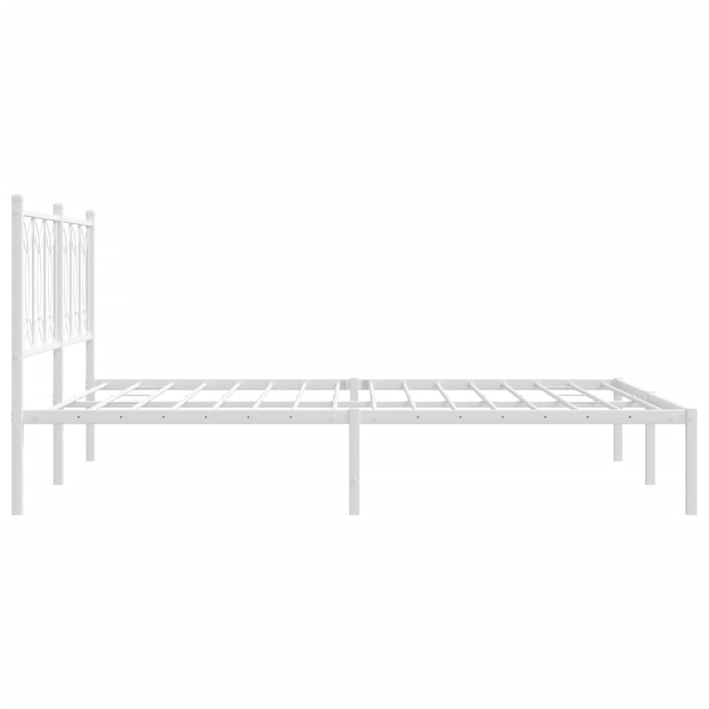 vidaXL Metalowa rama łóżka z wezgłowiem, biała, 160x200 cm