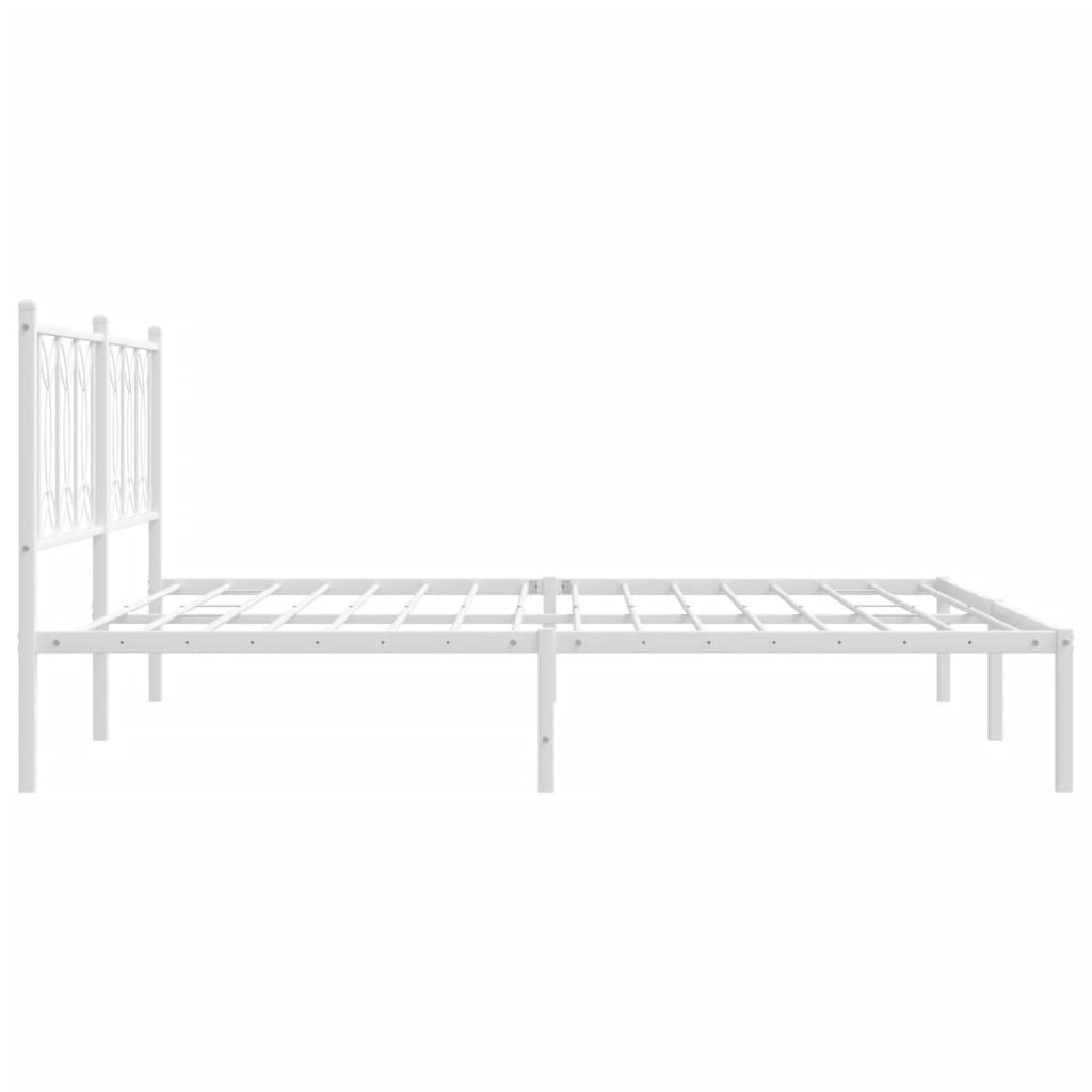 vidaXL Metalowa rama łóżka z wezgłowiem, biała, 180x200 cm