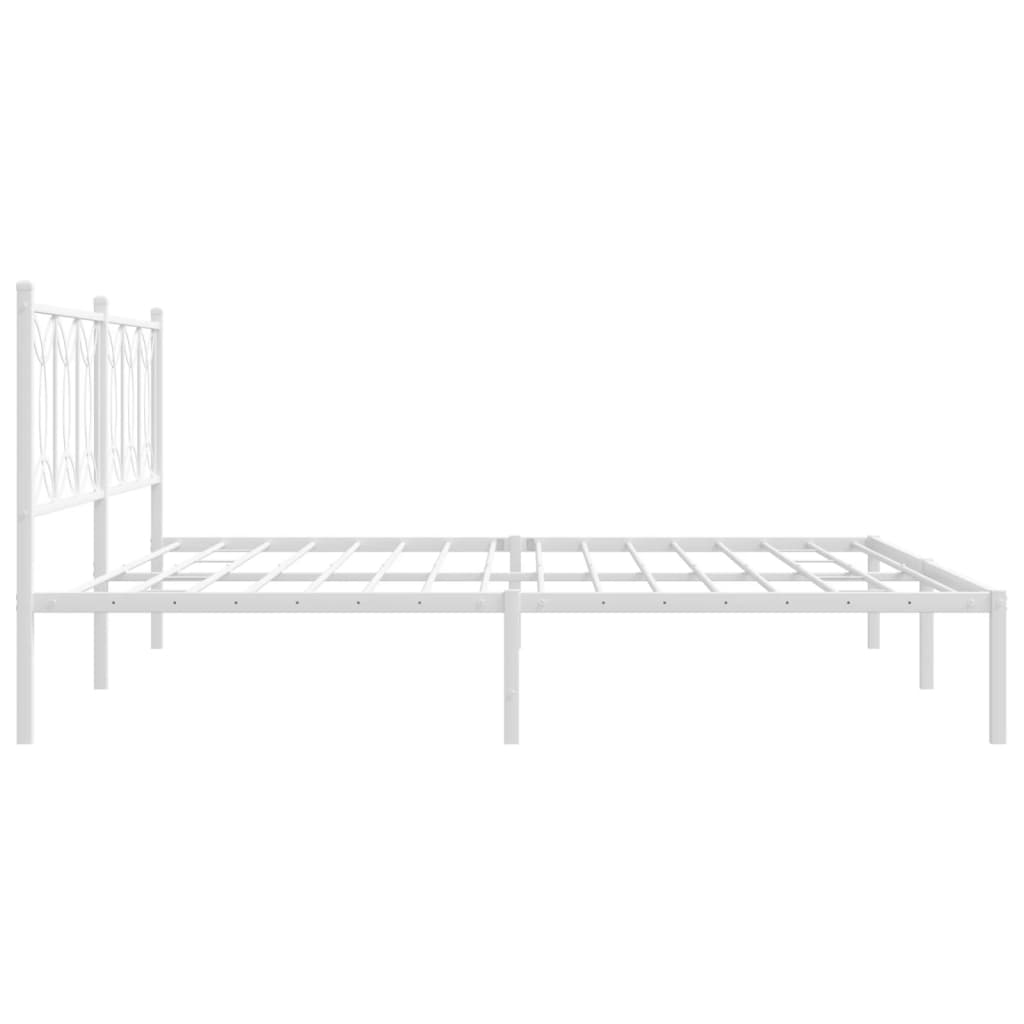 vidaXL Metalowa rama łóżka z wezgłowiem, biała, 200x200 cm