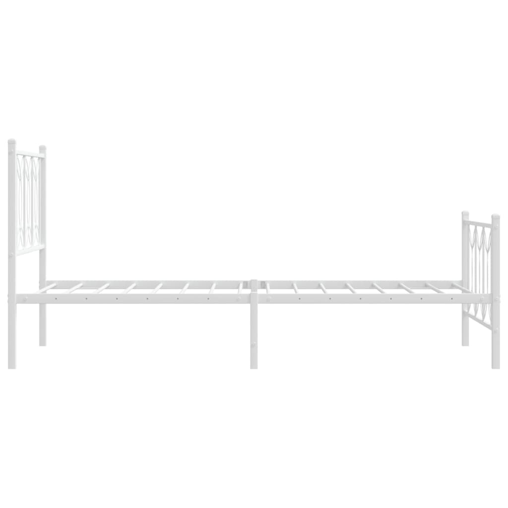 vidaXL Metalowa rama łóżka z wezgłowiem i zanóżkiem, biała, 75x190 cm