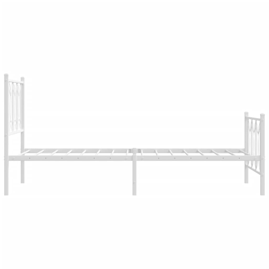 vidaXL Metalowa rama łóżka z wezgłowiem i zanóżkiem, biała, 80x200 cm