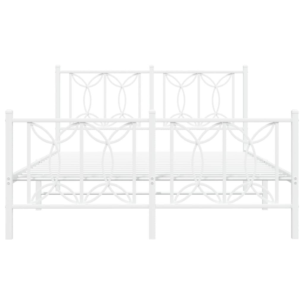 vidaXL Metalowa rama łóżka z wezgłowiem i zanóżkiem, biała, 140x200 cm