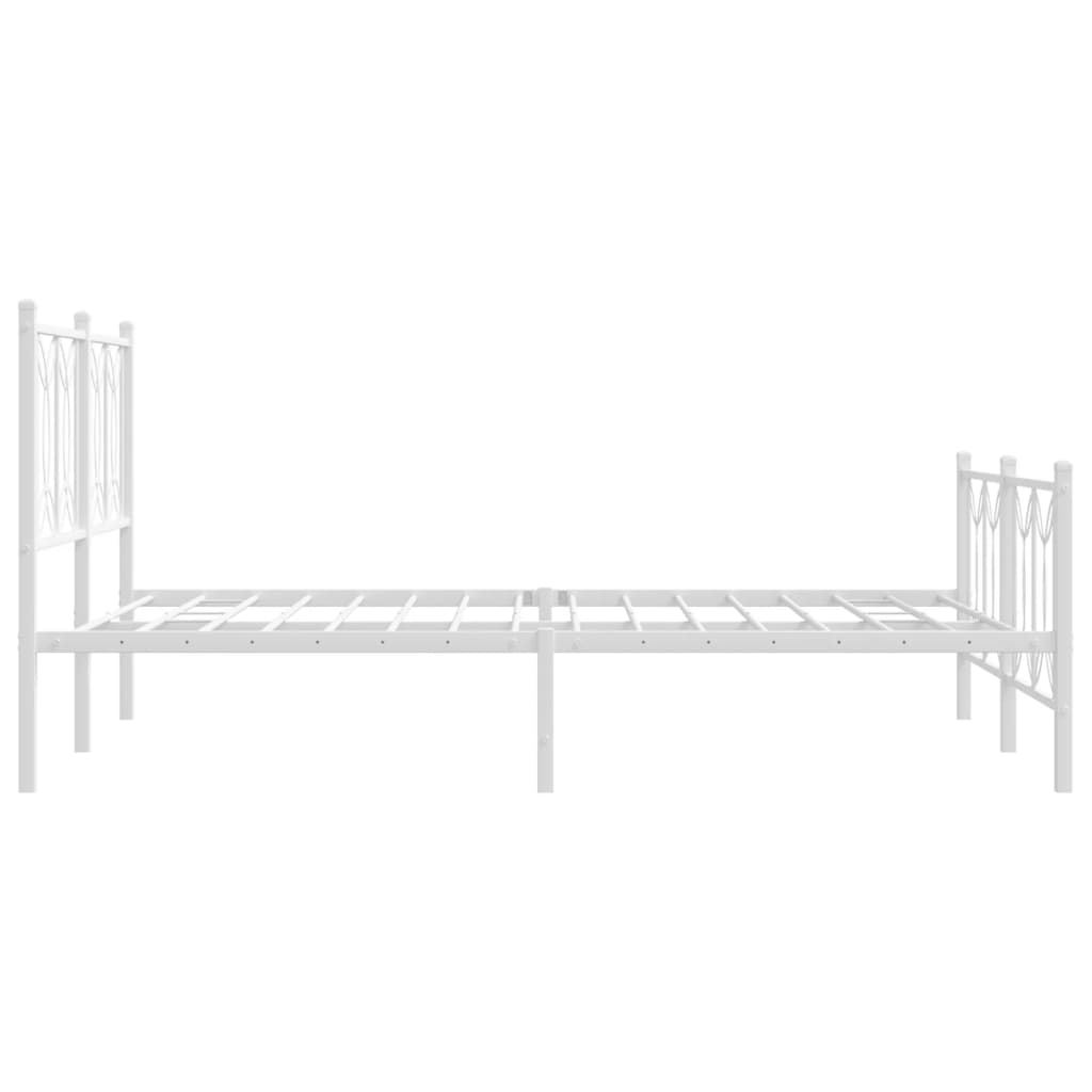 vidaXL Metalowa rama łóżka z wezgłowiem i zanóżkiem, biała, 140x200 cm