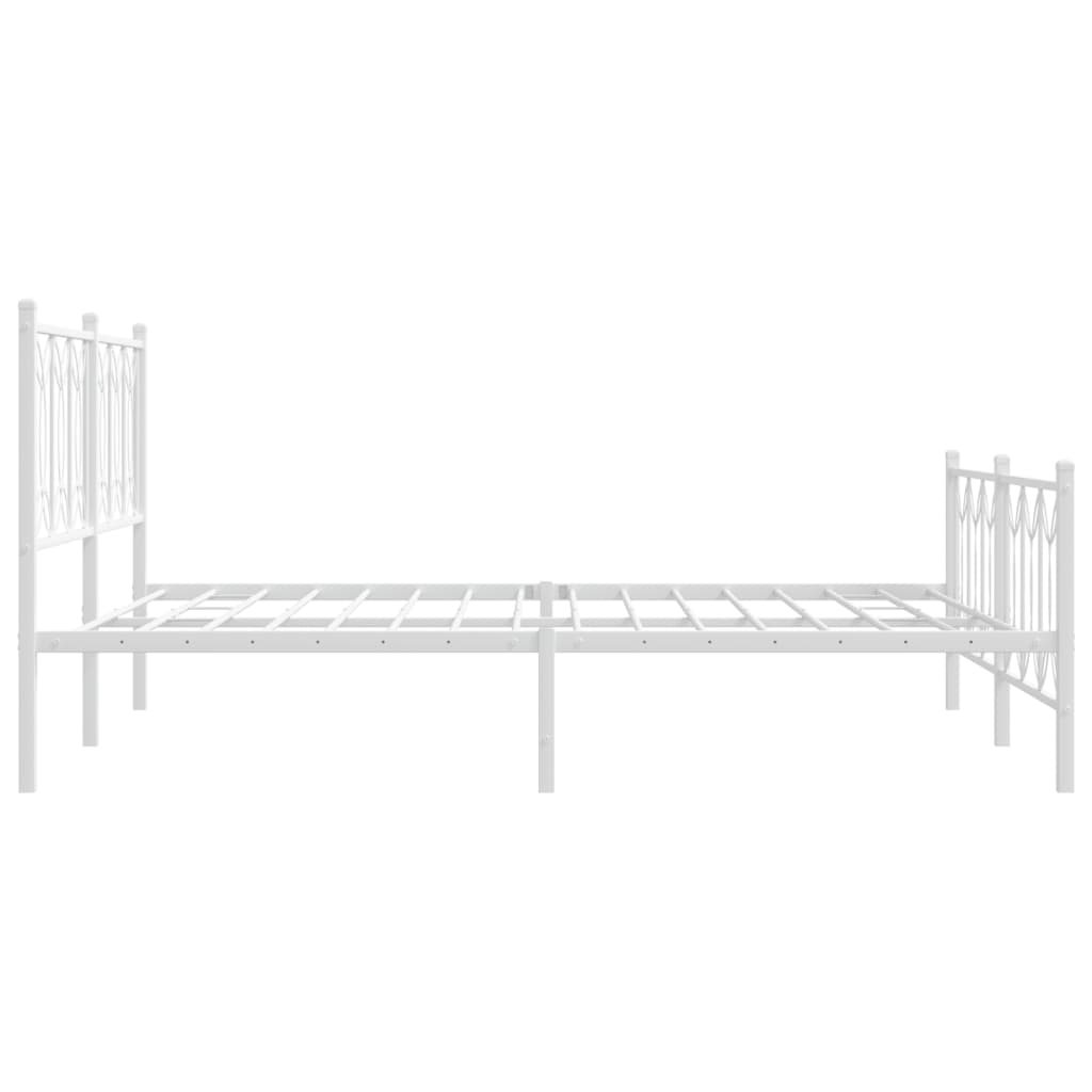 vidaXL Metalowa rama łóżka z wezgłowiem i zanóżkiem, biała, 150x200 cm