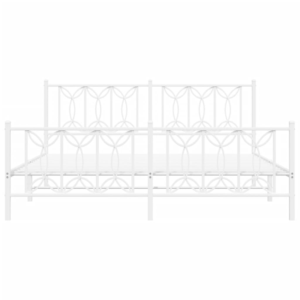 vidaXL Metalowa rama łóżka z wezgłowiem i zanóżkiem, biała, 180x200 cm