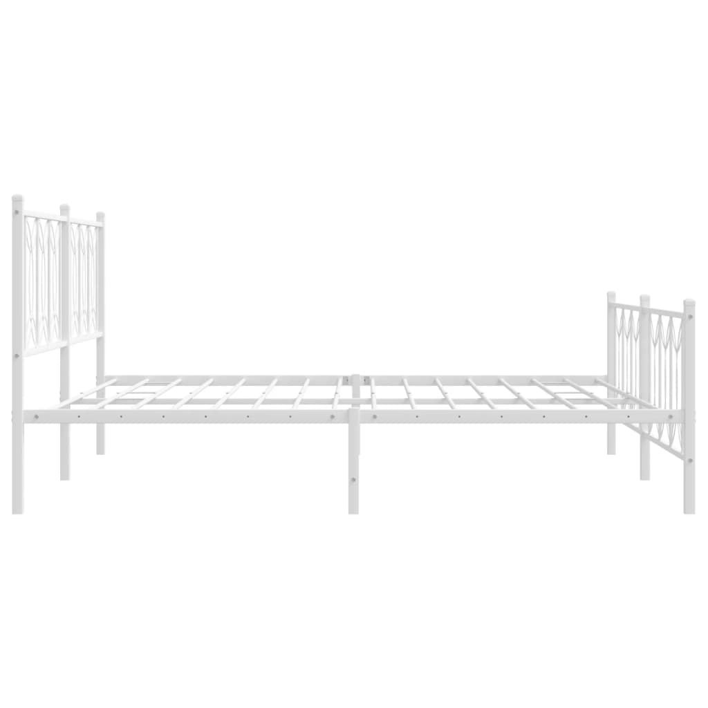 vidaXL Metalowa rama łóżka z wezgłowiem i zanóżkiem, biała, 180x200 cm