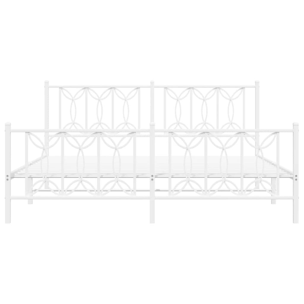 vidaXL Metalowa rama łóżka z wezgłowiem i zanóżkiem, biała, 183x213 cm