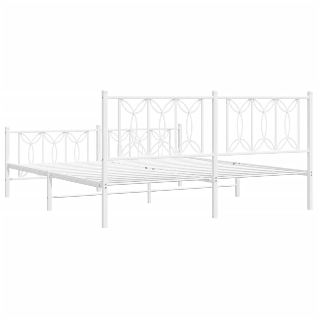 vidaXL Metalowa rama łóżka z wezgłowiem i zanóżkiem, biała, 183x213 cm