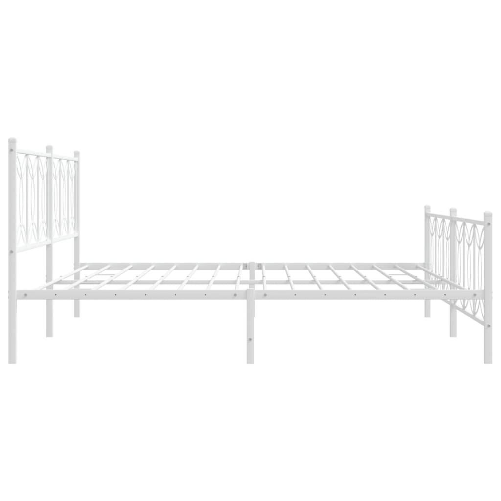 vidaXL Metalowa rama łóżka z wezgłowiem i zanóżkiem, biała, 200x200 cm