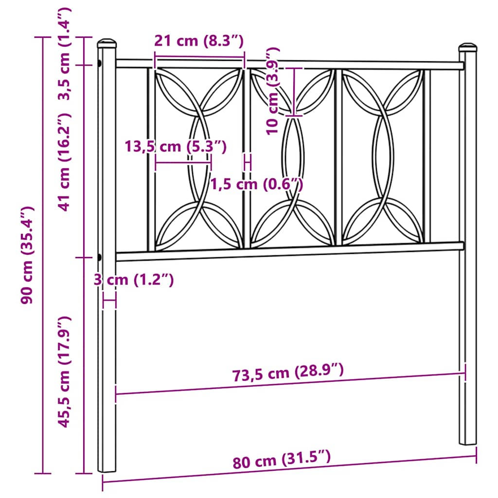 vidaXL Metalowe wymienne wezgłowie, białe, 75 cm