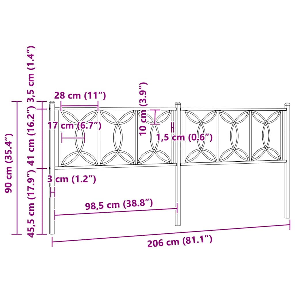 vidaXL Metalowe wymienne wezgłowie, białe, 200 cm