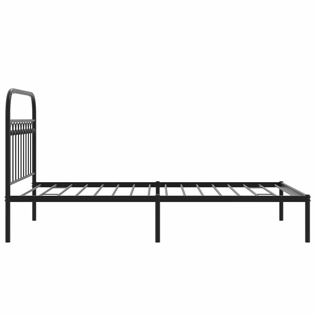 vidaXL Metalowa rama łóżka z wezgłowiem, czarna, 107x203 cm