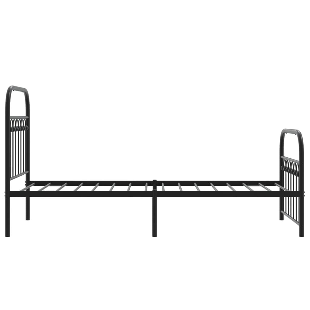 vidaXL Metalowa rama łóżka z wezgłowiem i zanóżkiem, czarna, 75x190 cm