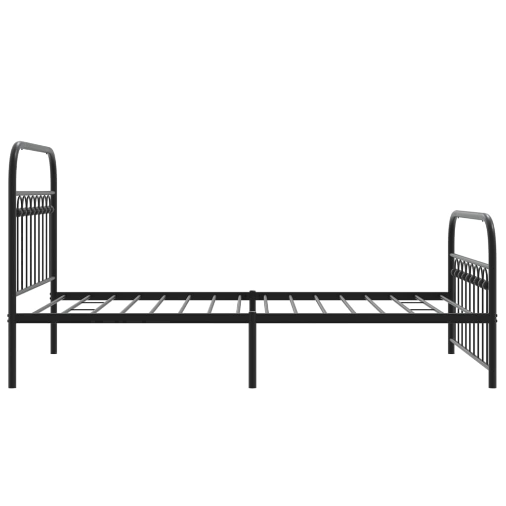 vidaXL Metalowa rama łóżka z wezgłowiem i zanóżkiem, czarna, 100x200cm