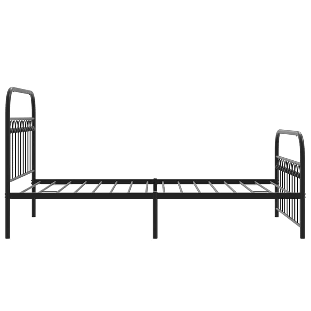 vidaXL Metalowa rama łóżka z wezgłowiem i zanóżkiem, czarna, 107x203cm