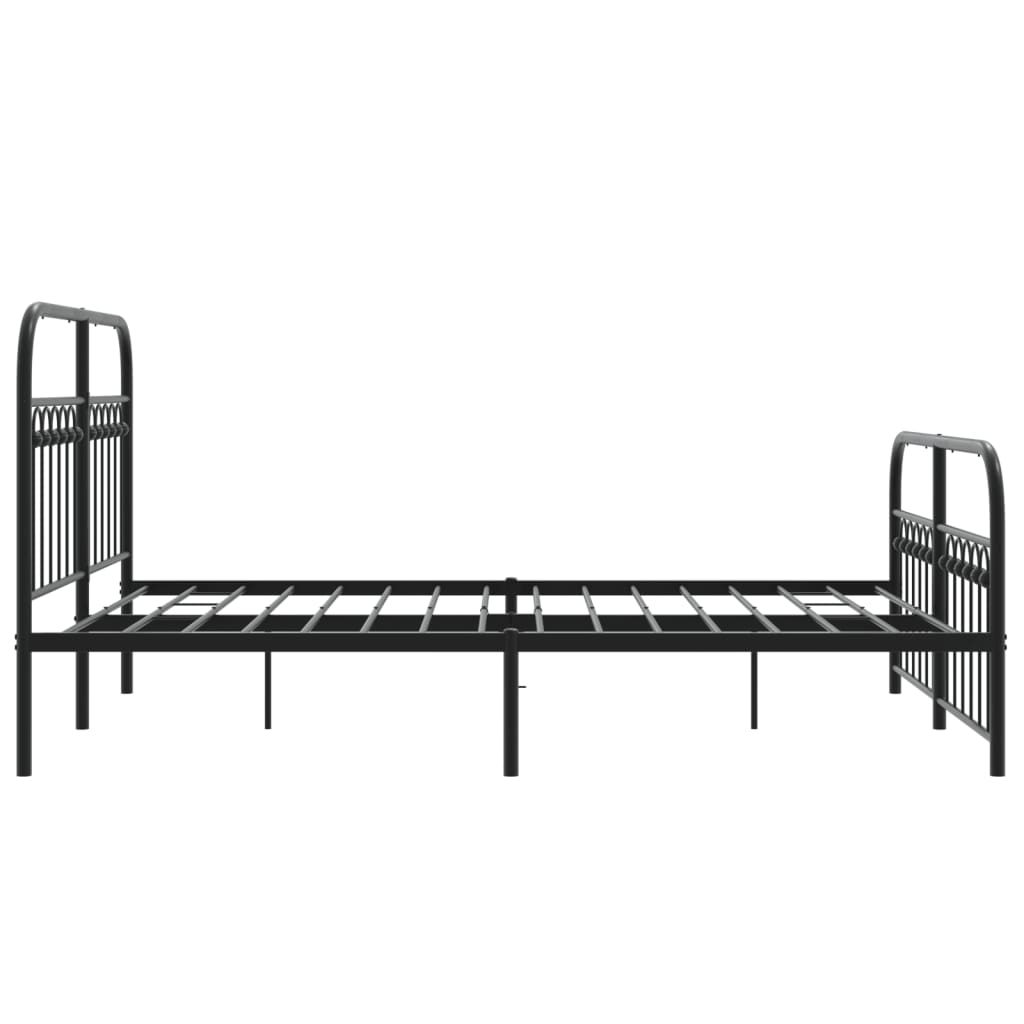 vidaXL Metalowa rama łóżka z wezgłowiem i zanóżkiem, czarna, 137x190cm