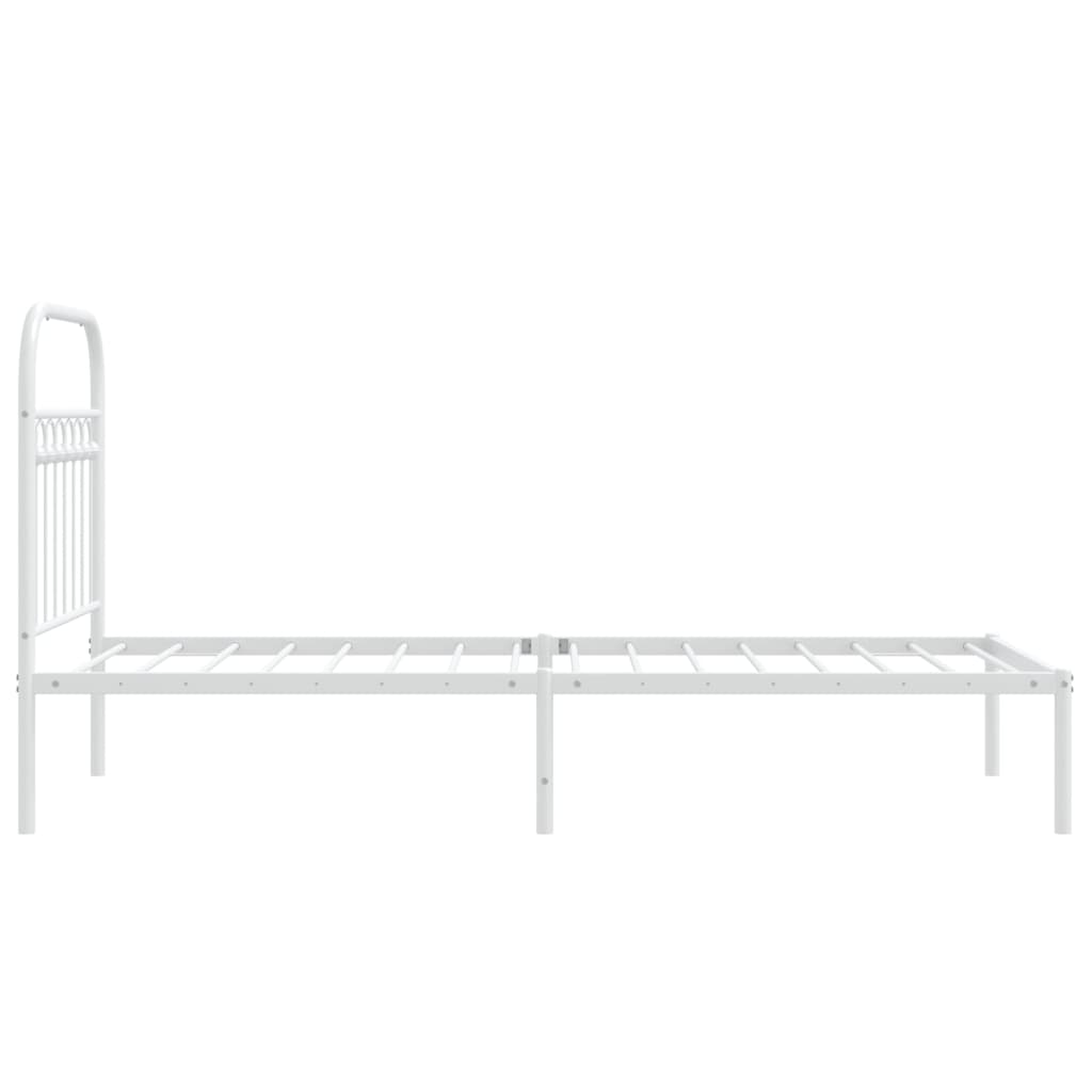 vidaXL Metalowe łóżko z wezgłowiem, bez materaca, białe, 75x190 cm