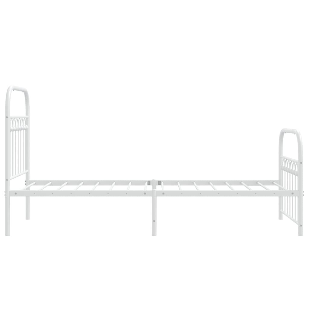 vidaXL Metalowa rama łóżka z wezgłowiem i zanóżkiem, biała, 75x190 cm