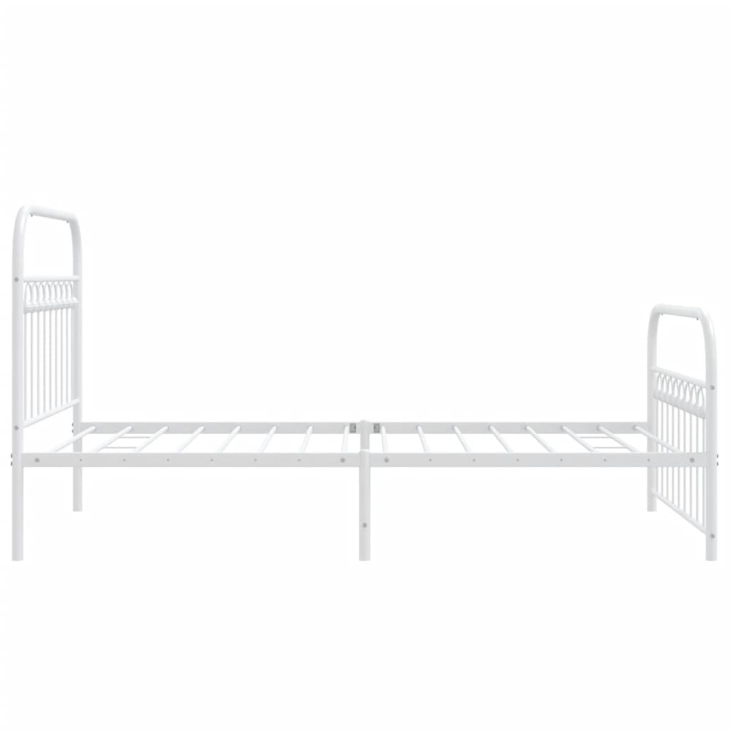 vidaXL Metalowa rama łóżka z wezgłowiem i zanóżkiem, biała, 100x200 cm