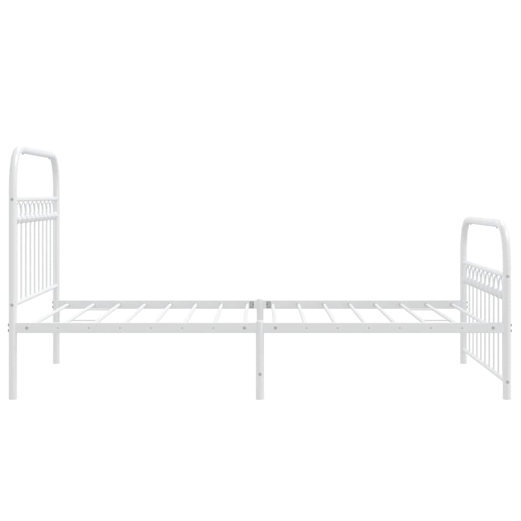 vidaXL Metalowa rama łóżka z wezgłowiem i zanóżkiem, biała, 107x203 cm