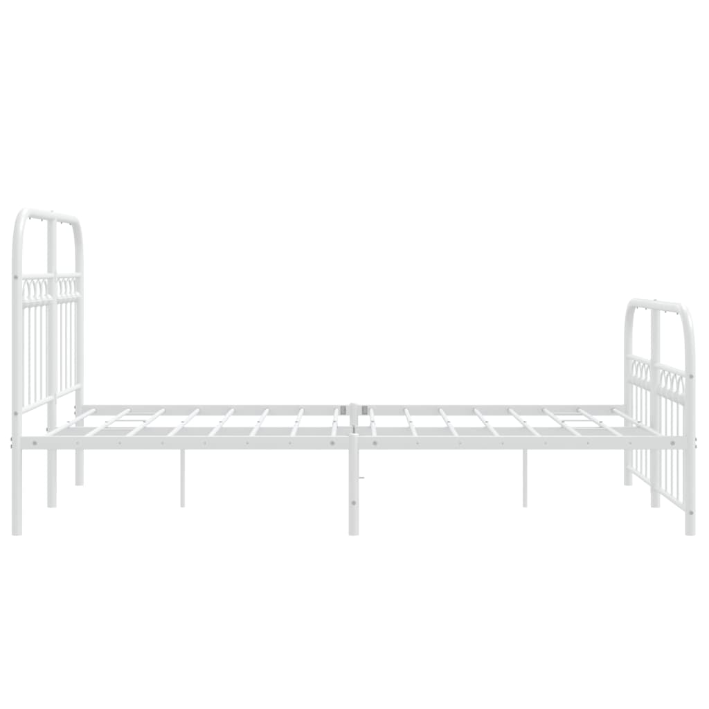 vidaXL Metalowa rama łóżka z wezgłowiem i zanóżkiem, biała, 120x190 cm