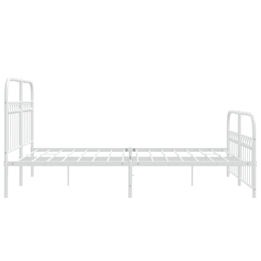 vidaXL Metalowa rama łóżka z wezgłowiem i zanóżkiem, biała, 140x200 cm