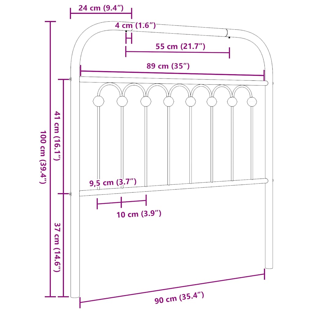vidaXL Metalowe wymienne wezgłowie, białe, 90 cm