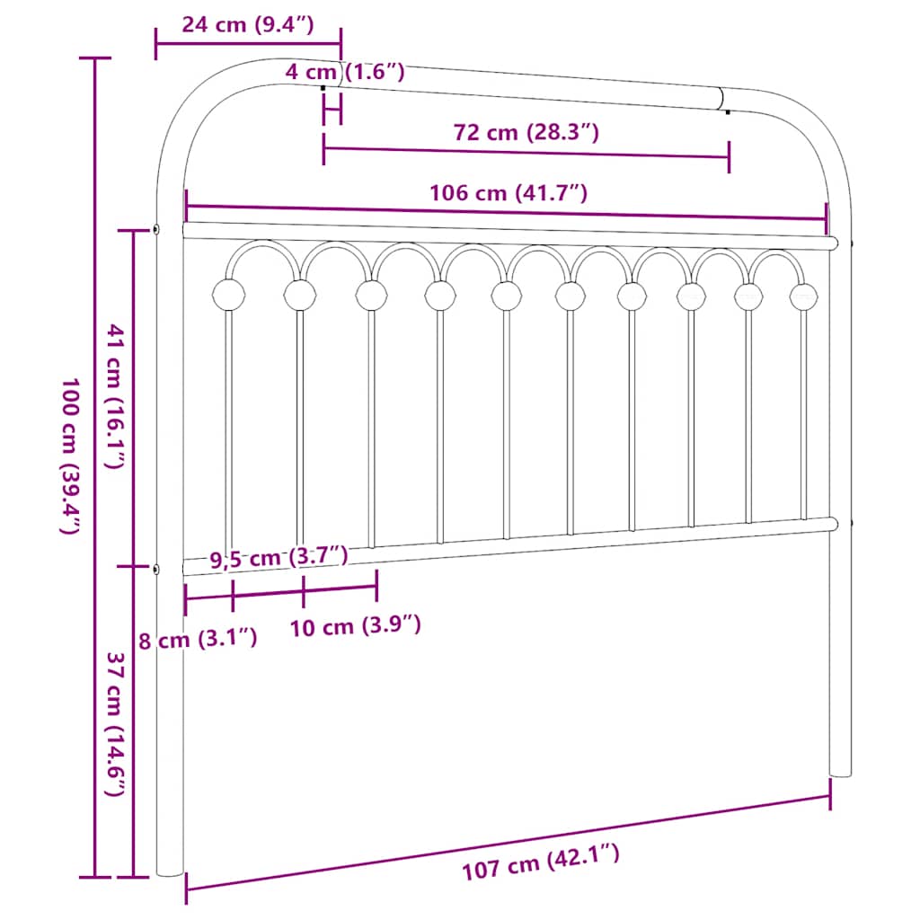 vidaXL Metalowe wymienne wezgłowie, białe, 107 cm