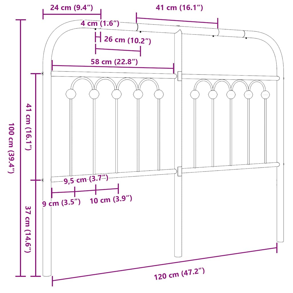 vidaXL Metalowe wymienne wezgłowie, białe, 120 cm