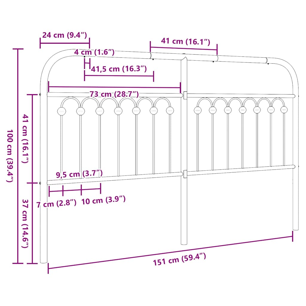 vidaXL Metalowe wymienne wezgłowie, białe, 150 cm