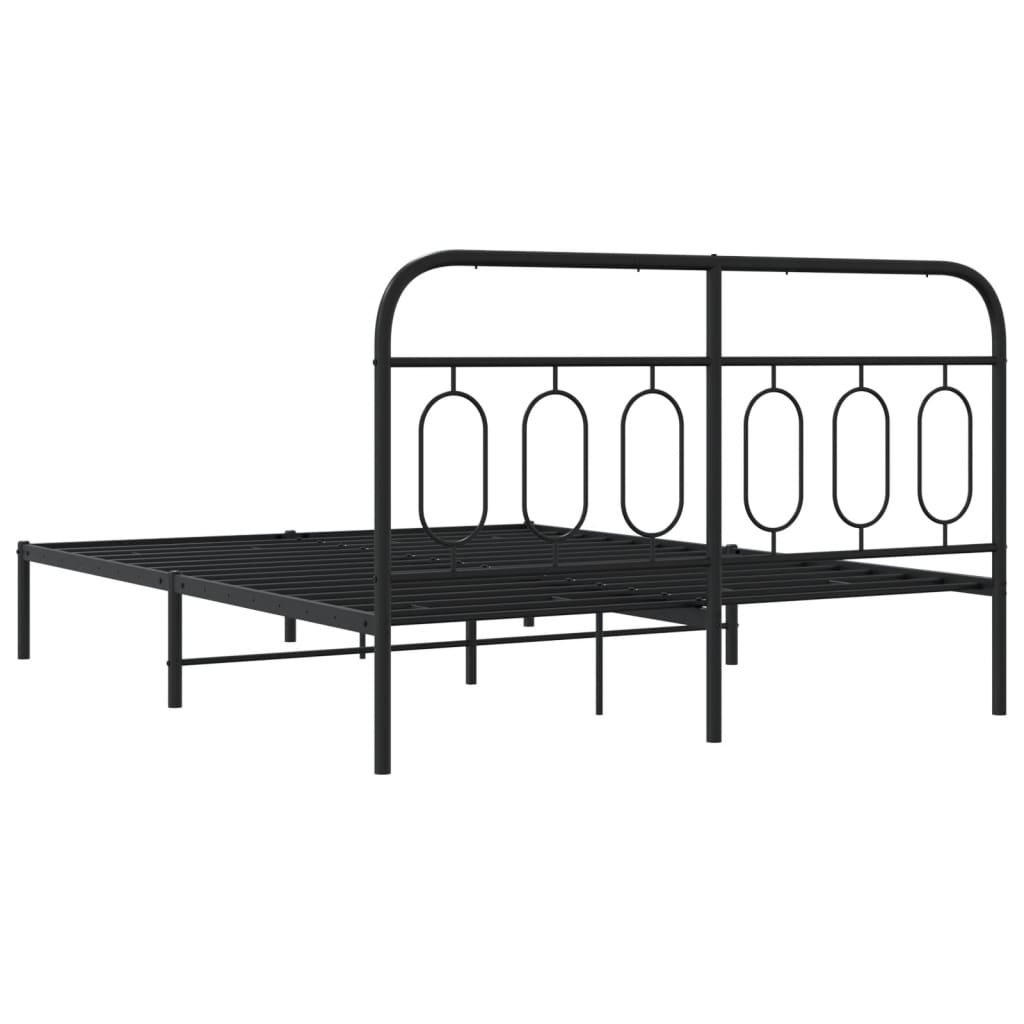 vidaXL Metalowa rama łóżka z wezgłowiem czarna, 140x200 cm