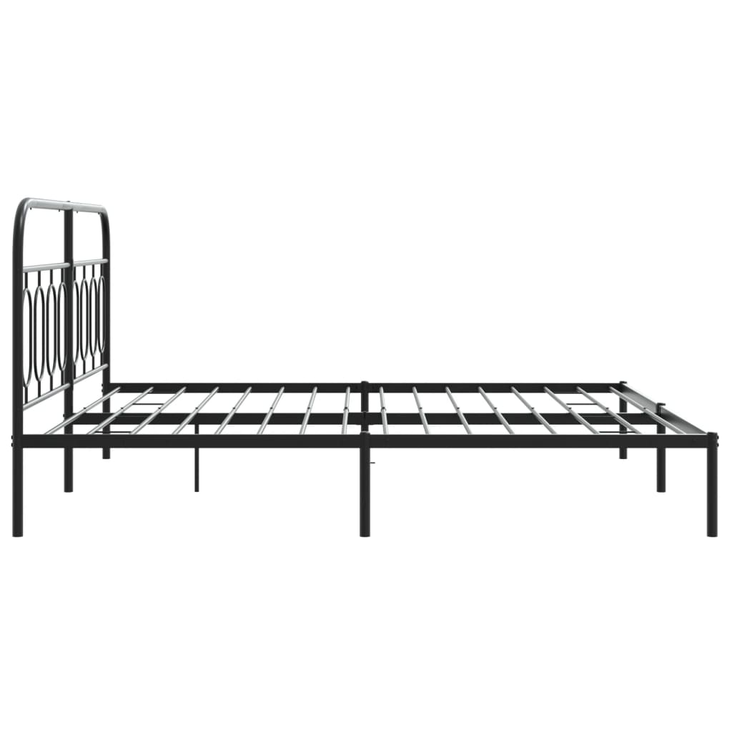 vidaXL Metalowa rama łóżka z wezgłowiem, czarna, 183x213 cm