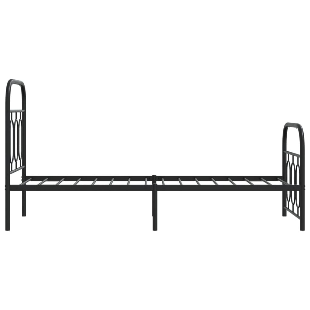 vidaXL Metalowa rama łóżka z wezgłowiem i zanóżkiem, czarna, 75x190 cm