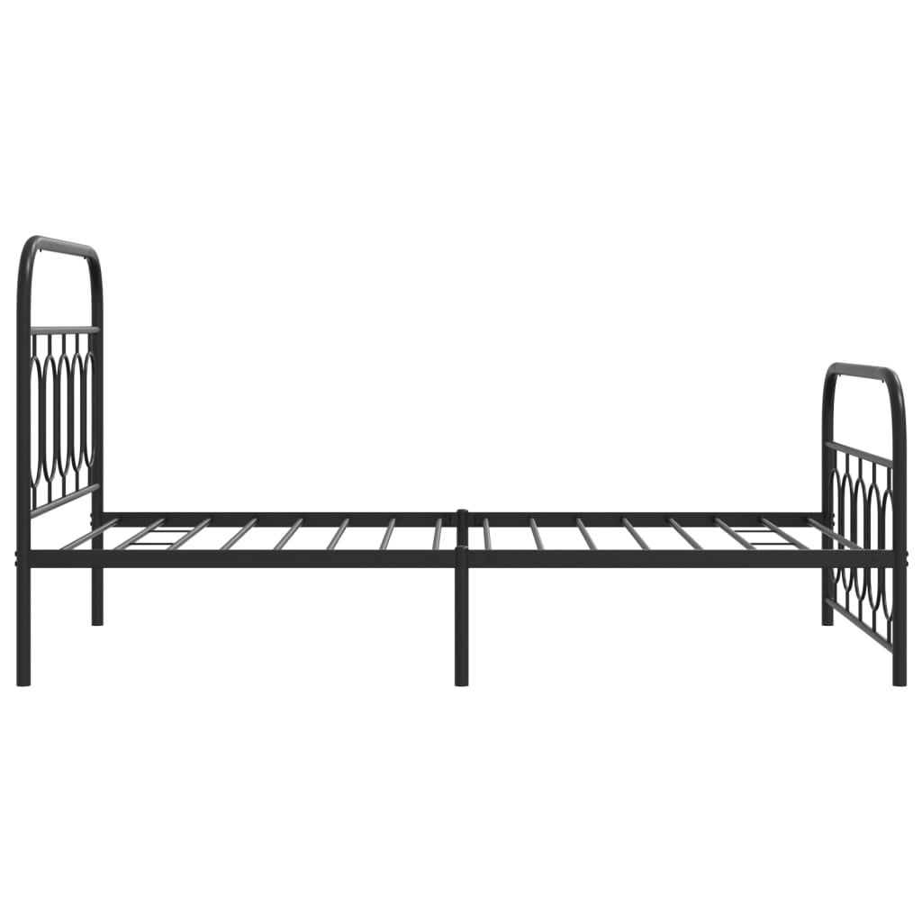 vidaXL Metalowa rama łóżka z wezgłowiem i zanóżkiem, czarna, 107x203cm