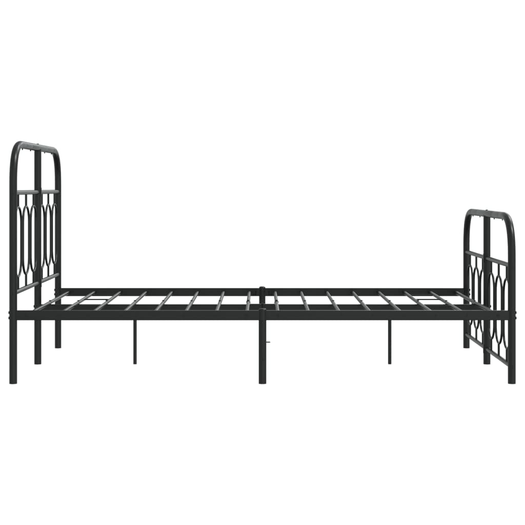vidaXL Metalowa rama łóżka z wezgłowiem i zanóżkiem, czarna, 120x190cm