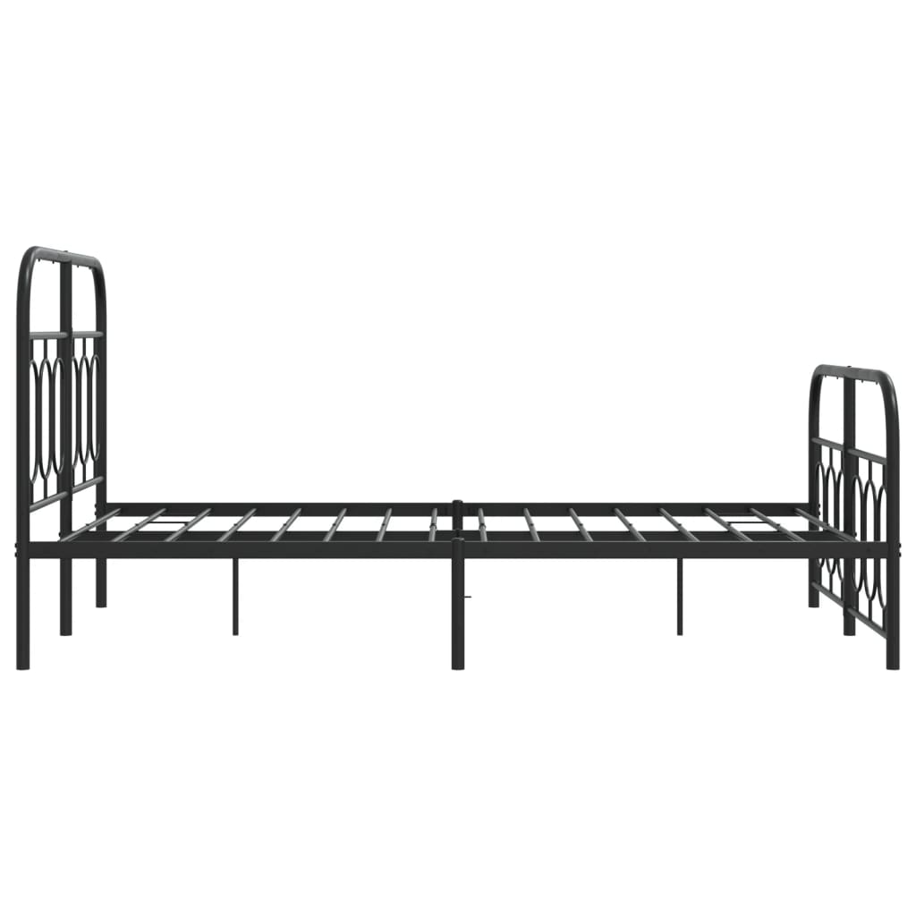 vidaXL Metalowa rama łóżka z wezgłowiem i zanóżkiem, czarna, 120x200cm