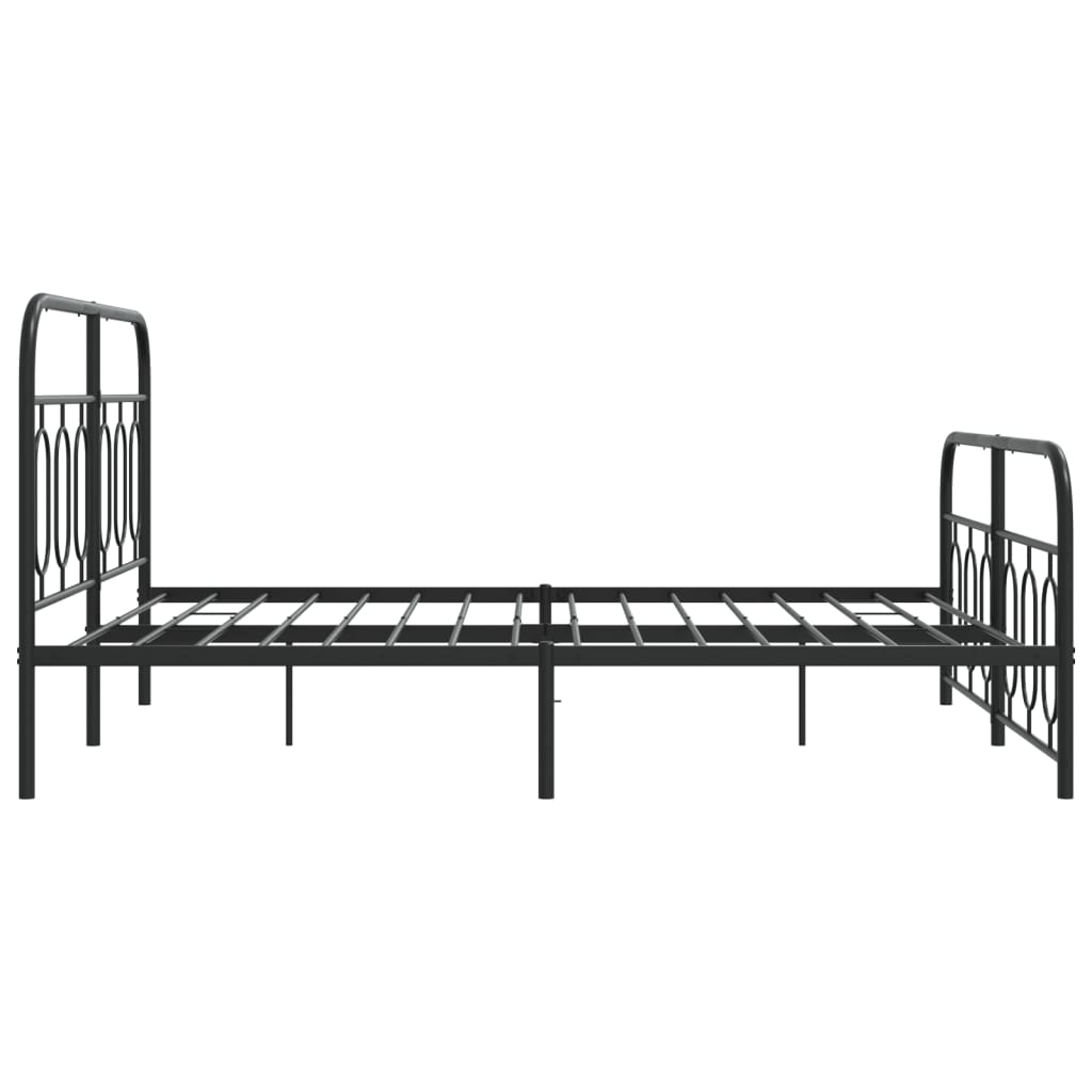 vidaXL Metalowa rama łóżka z wezgłowiem i zanóżkiem, czarna, 135x190cm