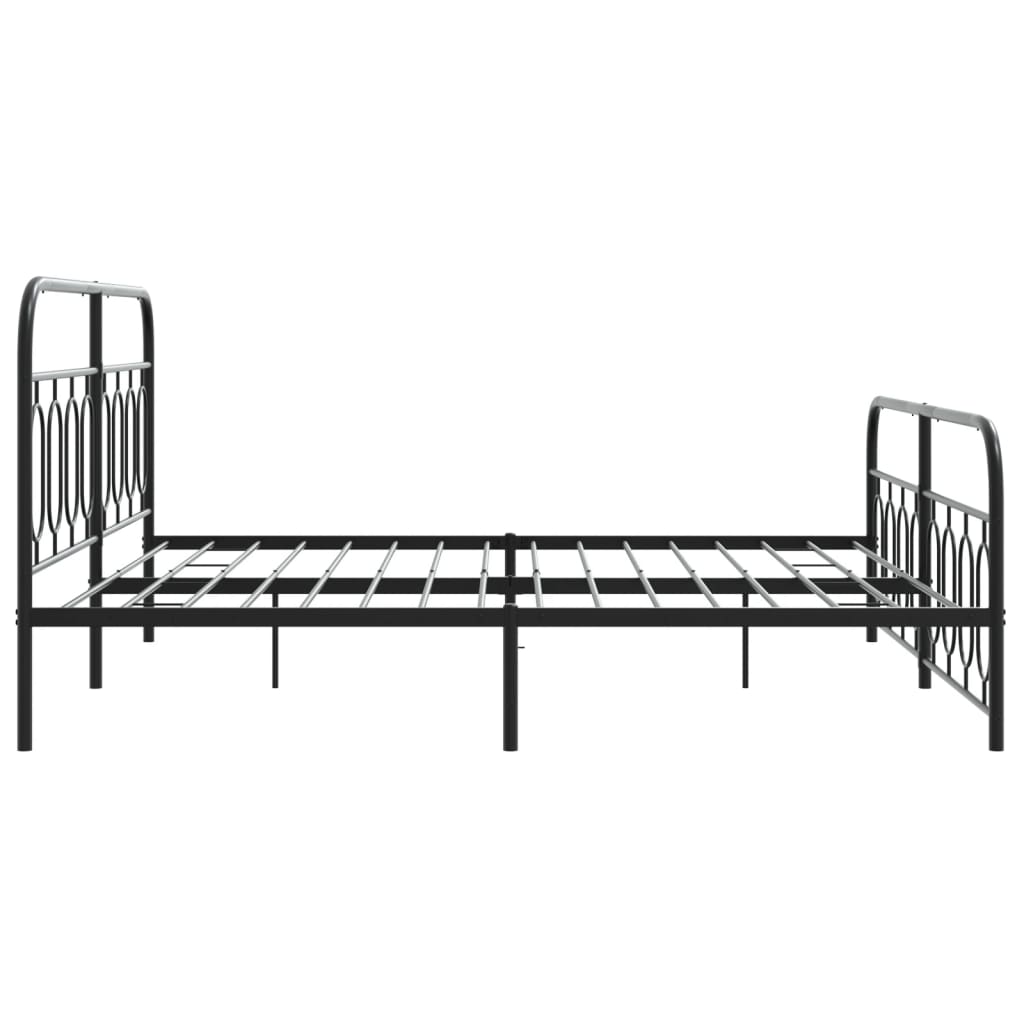vidaXL Metalowa rama łóżka z wezgłowiem i zanóżkiem, czarna, 183x213cm