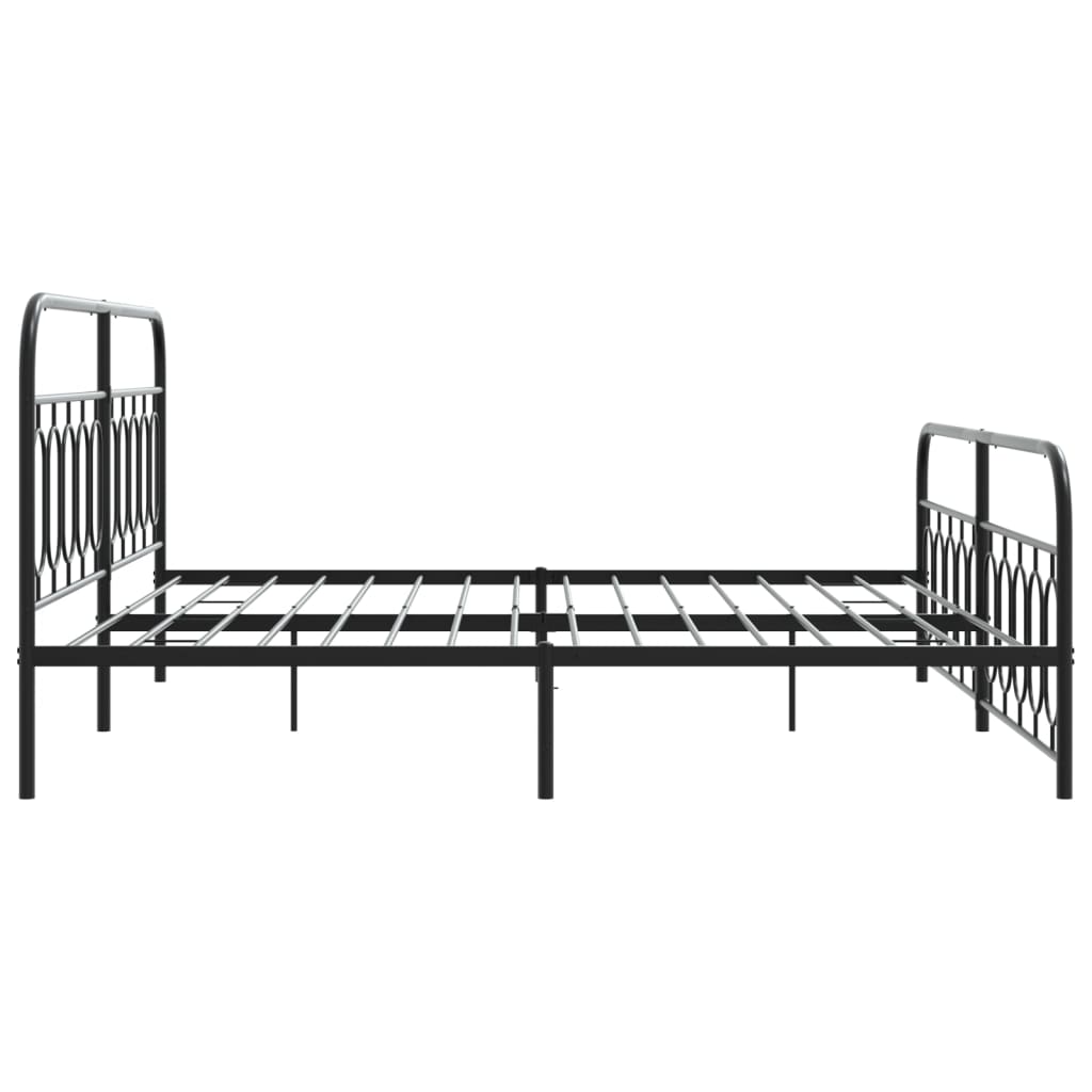 vidaXL Metalowa rama łóżka z wezgłowiem i zanóżkiem, czarna, 200x200cm