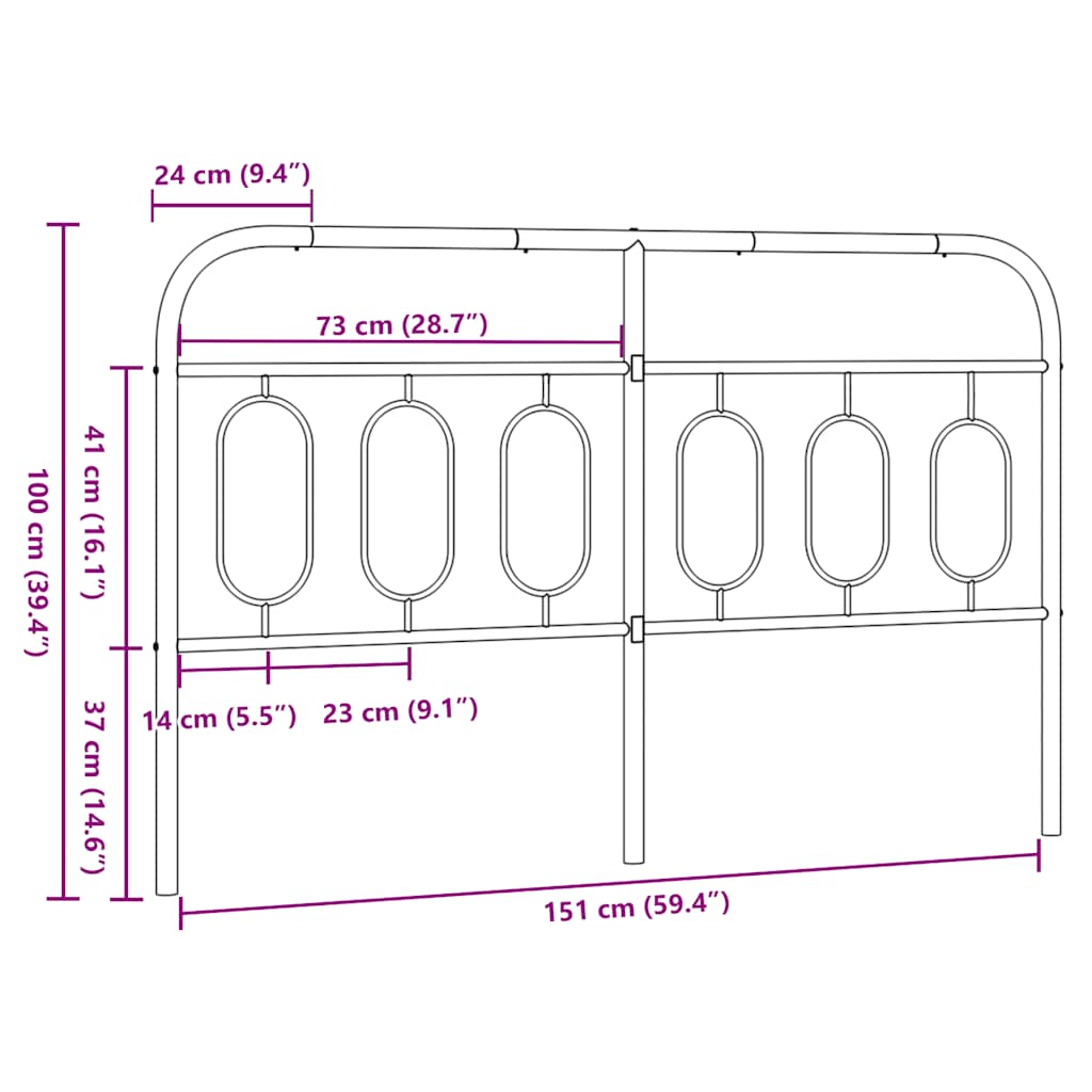 vidaXL Metalowe wymienne wezgłowie, czarne, 150 cm