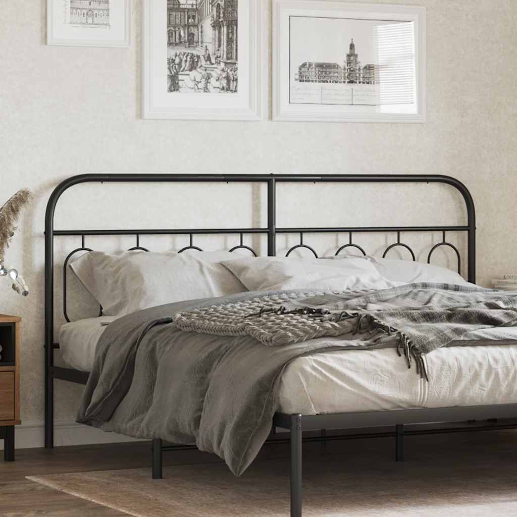 vidaXL Metalowe wymienne wezgłowie łóżka, czarne, 183 cm