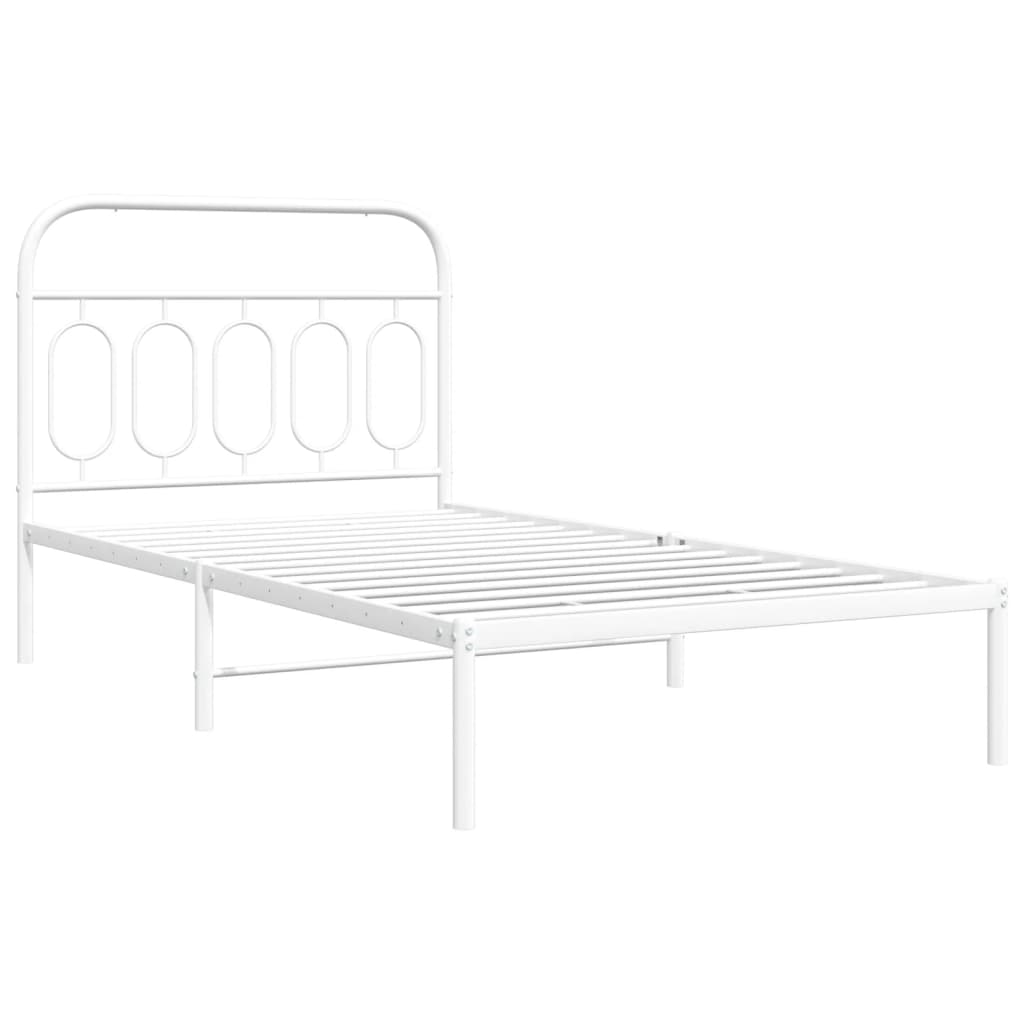 vidaXL Metalowa rama łóżka z wezgłowiem, biała, 100x200 cm