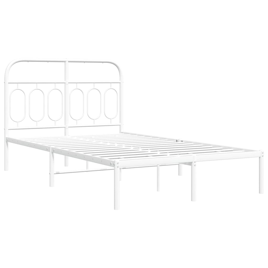 vidaXL Metalowa rama łóżka z wezgłowiem, biała, 120x190 cm
