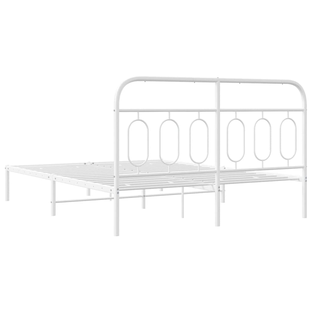 vidaXL Metalowa rama łóżka z wezgłowiem, biała, 150x200 cm