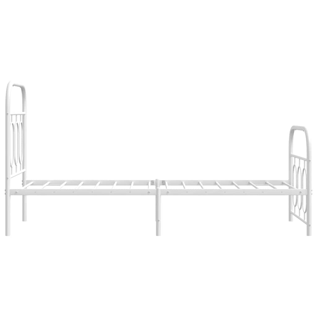 vidaXL Metalowa rama łóżka z wezgłowiem i zanóżkiem, biała, 75x190 cm