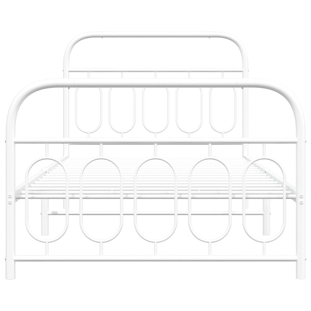 vidaXL Metalowa rama łóżka z wezgłowiem i zanóżkiem, biała, 100x200 cm