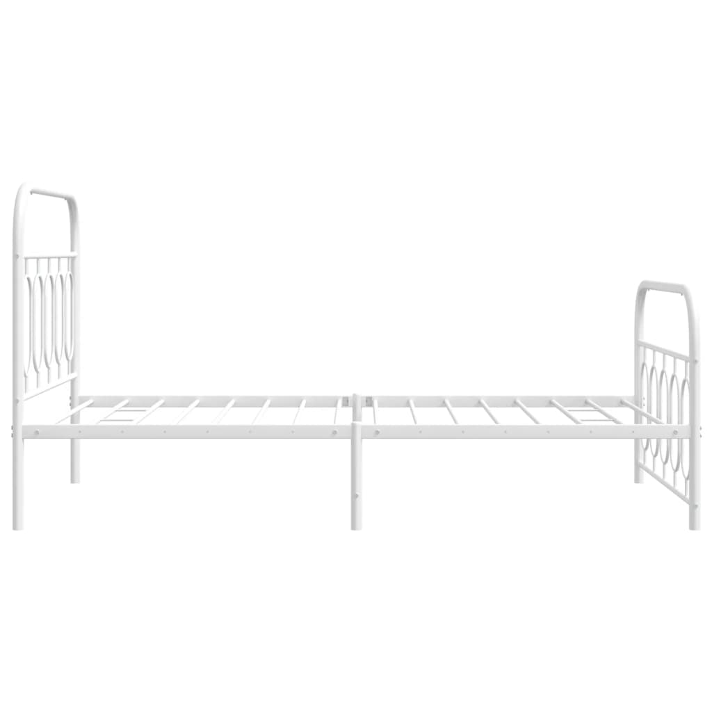 vidaXL Metalowa rama łóżka z wezgłowiem i zanóżkiem, biała, 100x200 cm