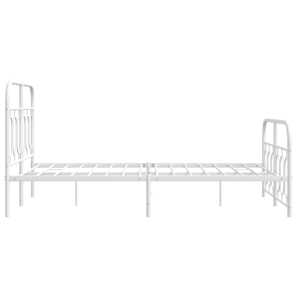 vidaXL Metalowa rama łóżka z wezgłowiem i zanóżkiem, biała, 120x200 cm