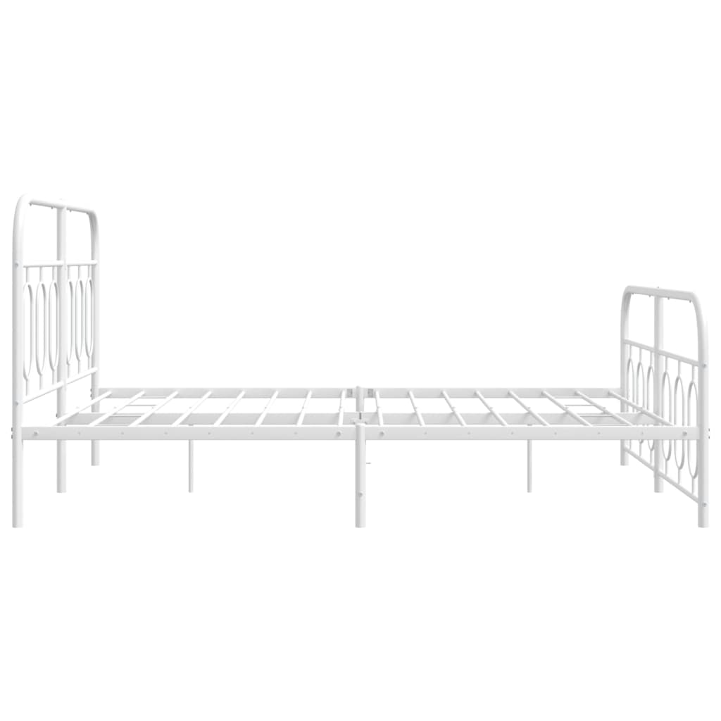 vidaXL Metalowa rama łóżka z wezgłowiem i zanóżkiem, biała, 150x200 cm